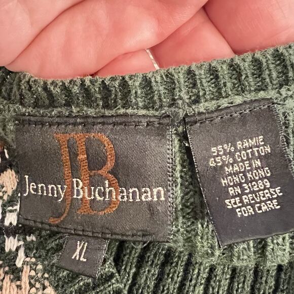 VTG Sweater Vest Women XL Green Knit Fair Isle Goblin‎ Cabin Forest - Picture 7 of 12